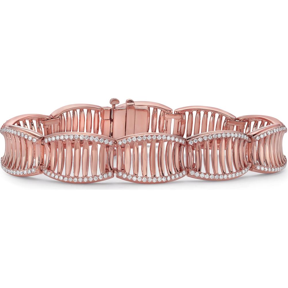 Diamond Birdcage Saddle Link Bracelet in 18K Rose Gold by Charles Krypell