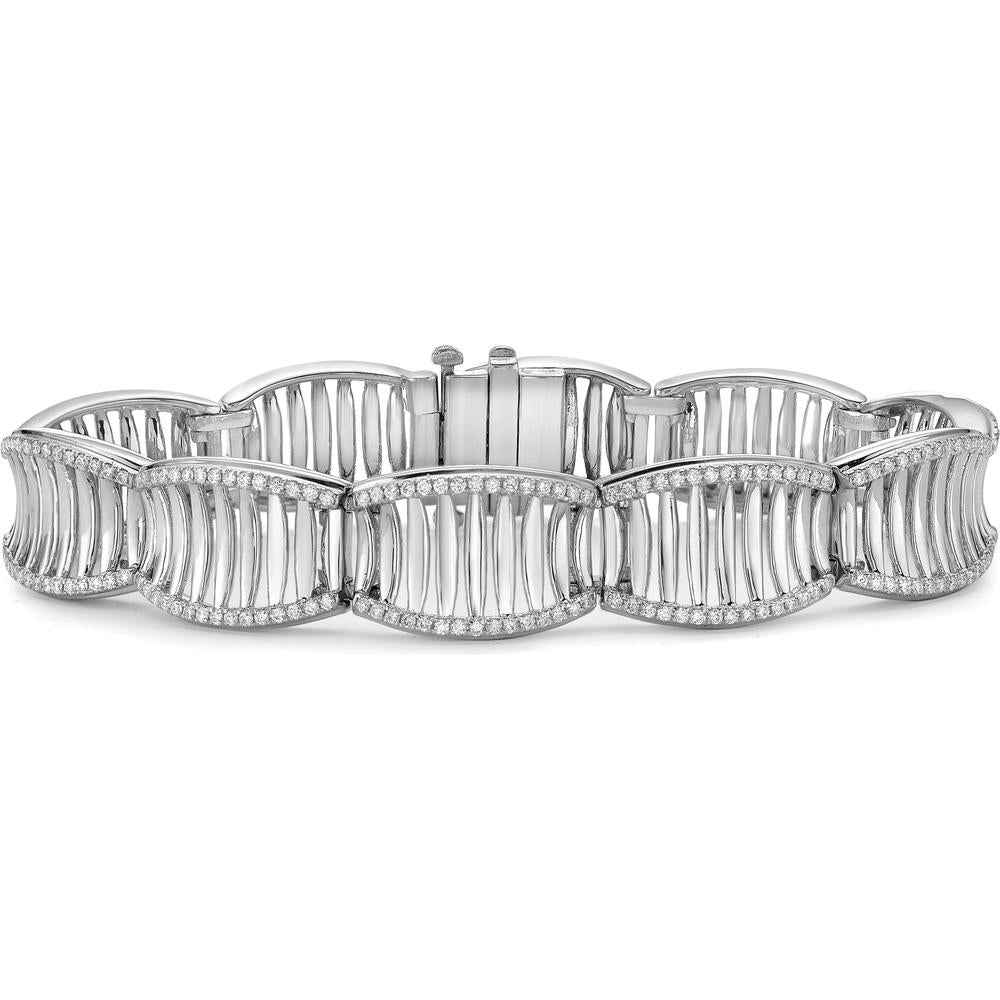 Diamond Birdcage Saddle Link Bracelet in 18K White Gold by Charles Krypell