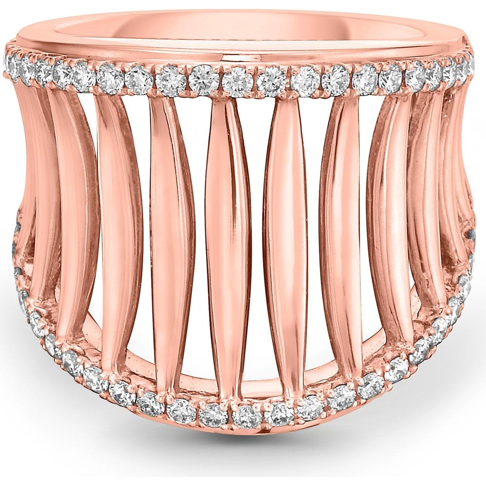 Diamond Birdcage Saddle Ring in 18K Rose Gold by Charles Krypell