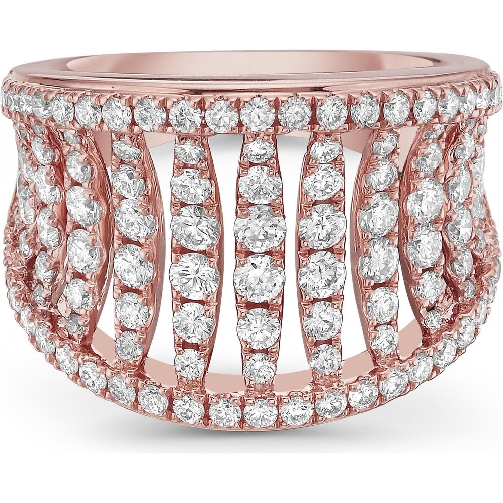 Diamond Birdcage Saddle Ring in 18K Rose Gold by Charles Krypell