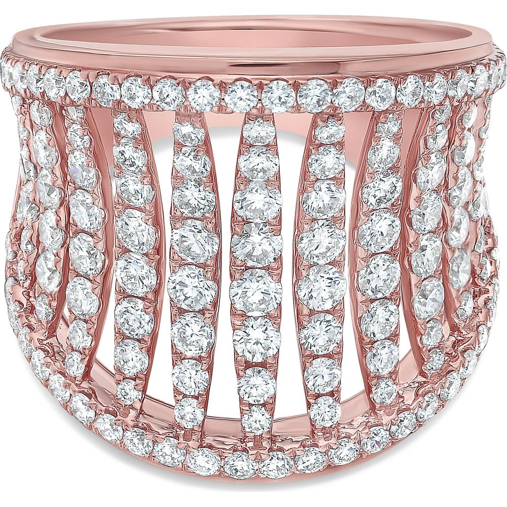 Diamond Birdcage Saddle Ring in 18K Rose Gold by Charles Krypell