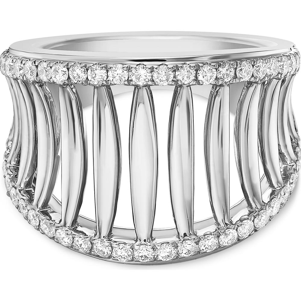 Diamond Birdcage Saddle Ring in 18K White Gold by Charles Krypell