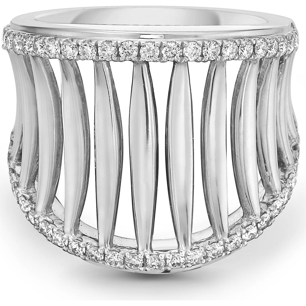 Diamond Birdcage Saddle Ring in 18K White Gold by Charles Krypell