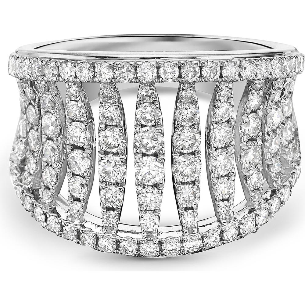 Diamond Birdcage Saddle Ring in 18K White Gold by Charles Krypell