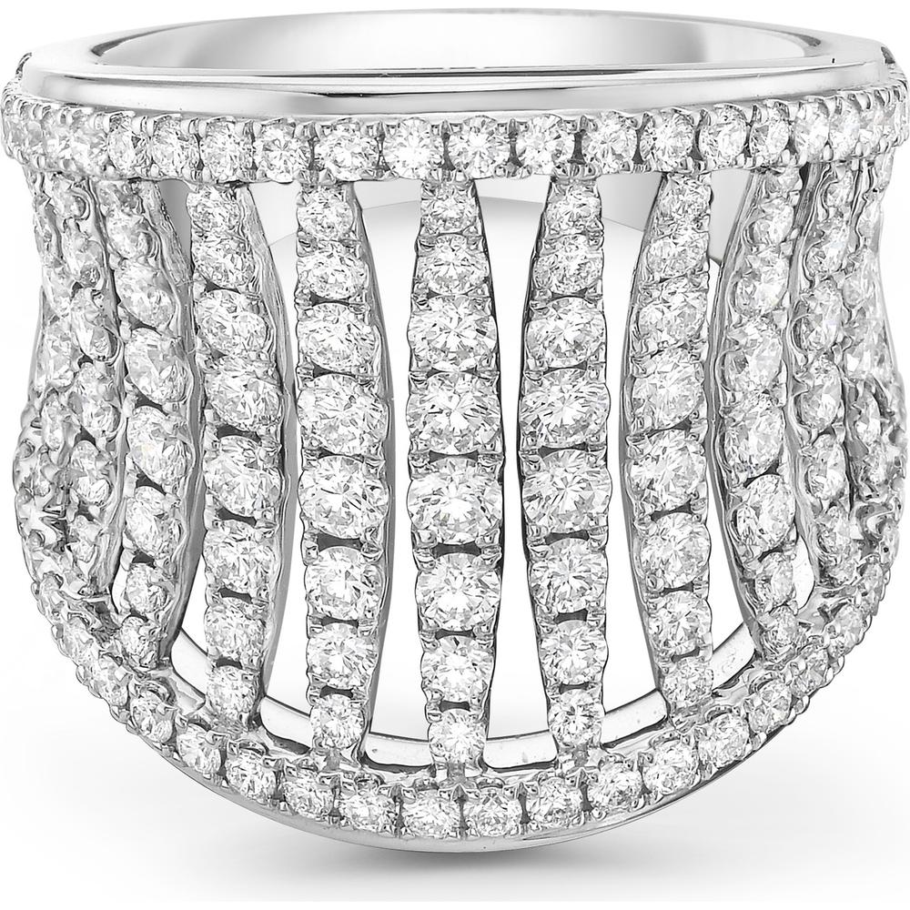 Diamond Birdcage Saddle Ring in 18K White Gold by Charles Krypell
