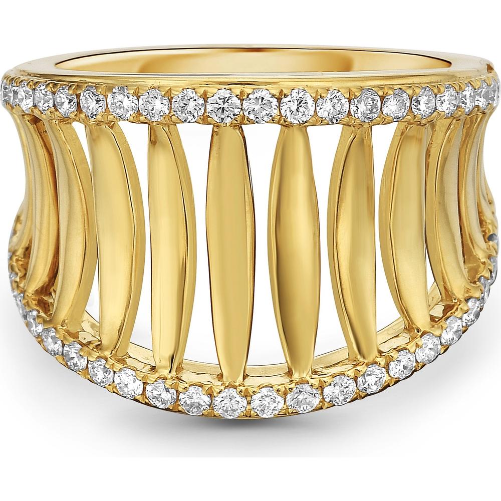 Diamond Birdcage Saddle Ring in 18K Yellow Gold by Charles Krypell