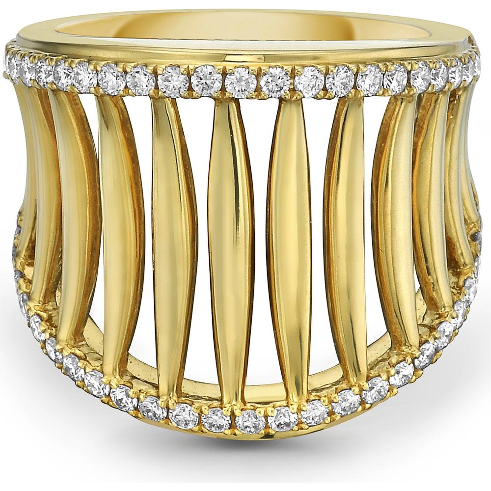 Diamond Birdcage Saddle Ring in 18K Yellow Gold by Charles Krypell