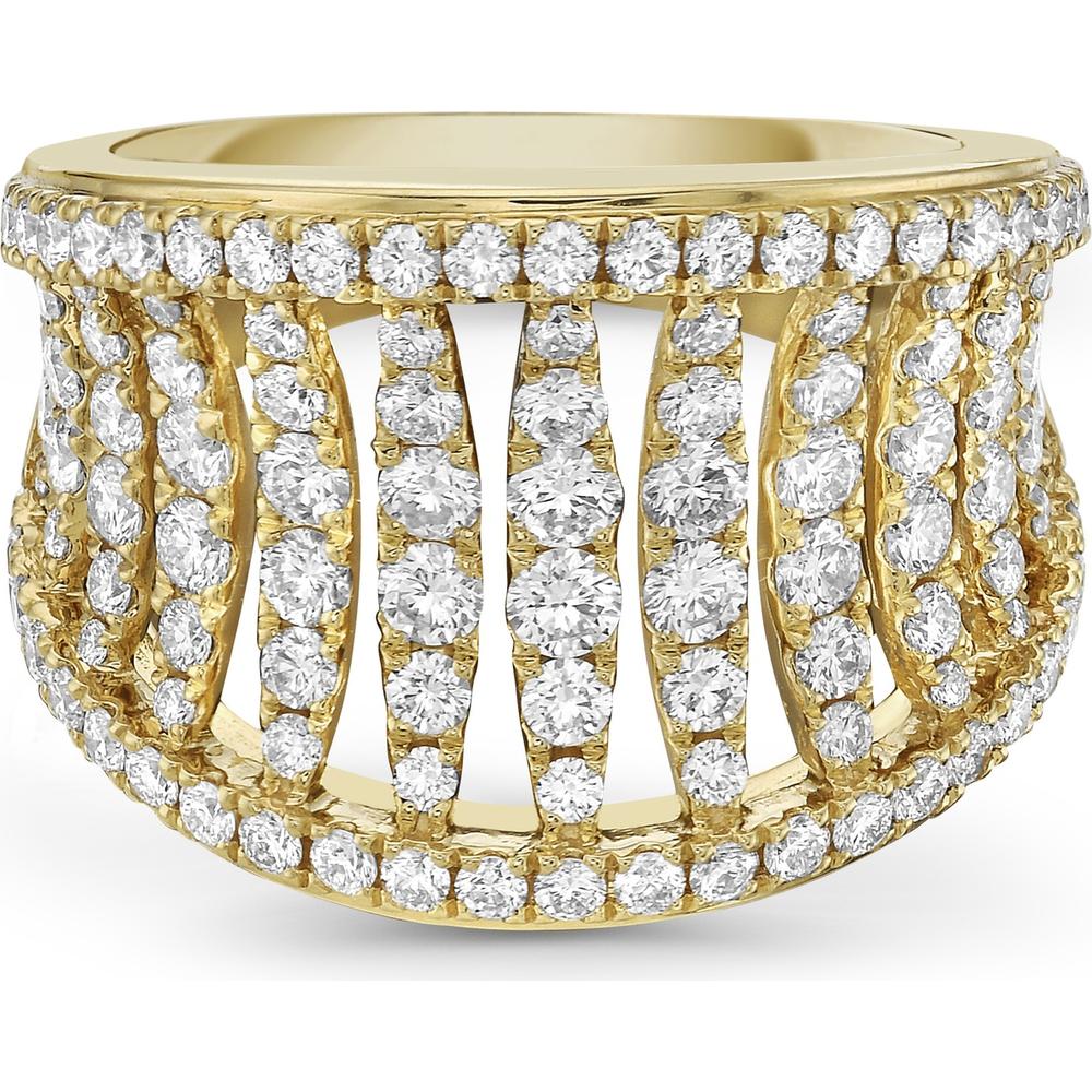 Diamond Birdcage Saddle Ring in 18K Yellow Gold by Charles Krypell