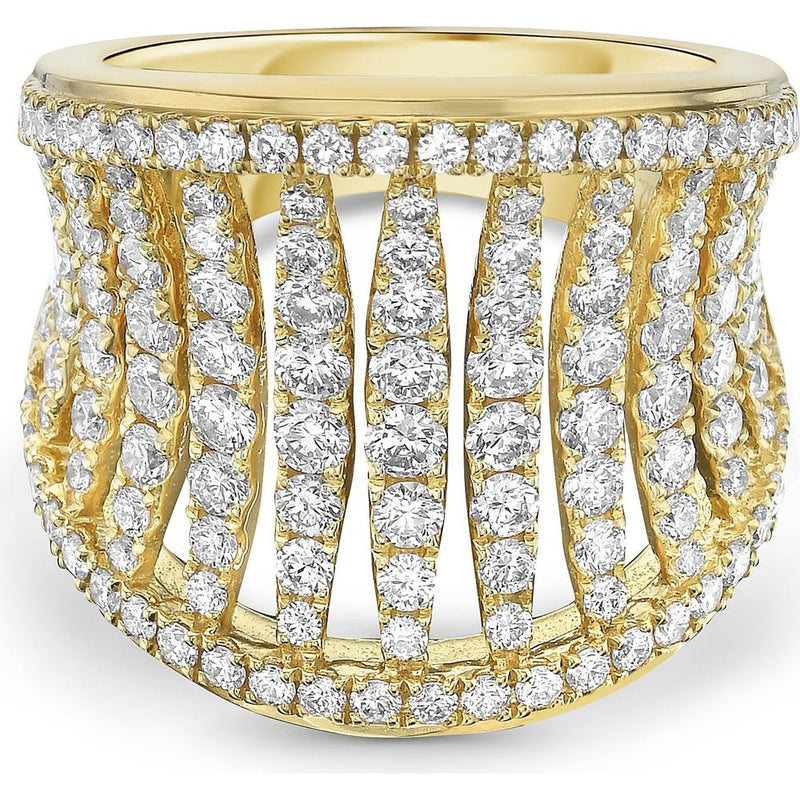 Diamond Birdcage Saddle Ring in 18K Yellow Gold by Charles Krypell