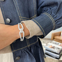 Diamond Bridge Bangle Bracelet in 18K White Gold by Charles Krypell