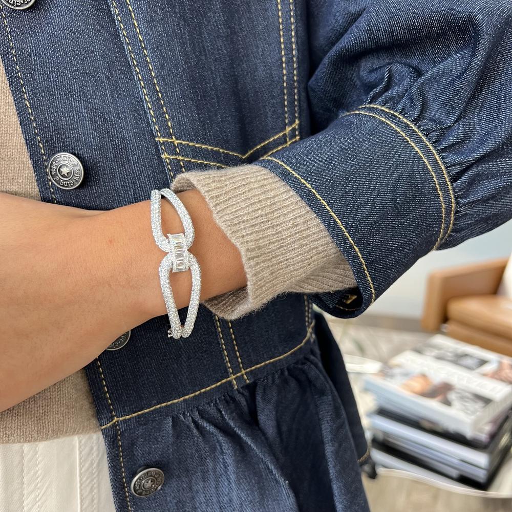 Diamond Bridge Bangle Bracelet in 18K White Gold by Charles Krypell