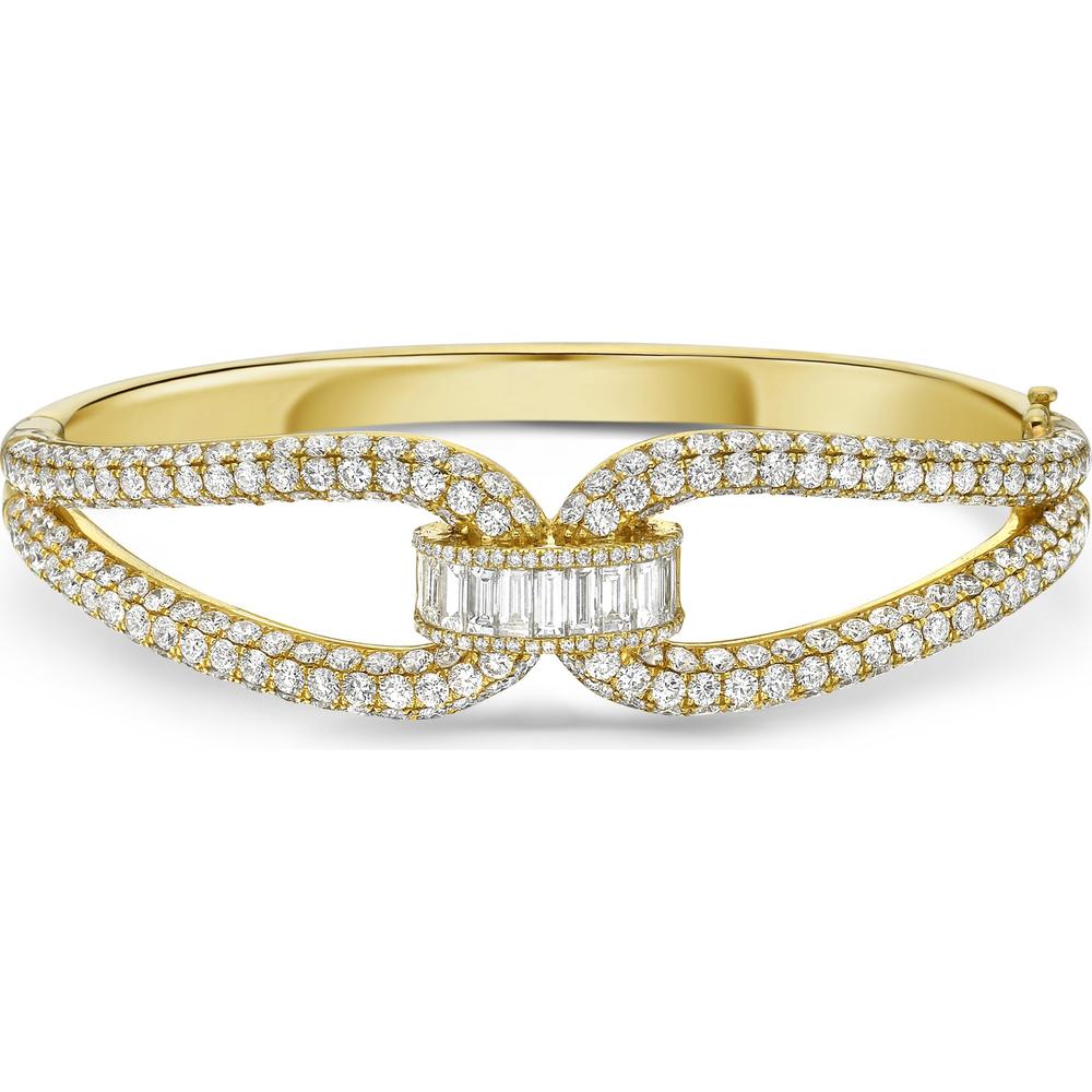 Diamond Bridge Bangle Bracelet in 18K Yellow Gold by Charles Krypell