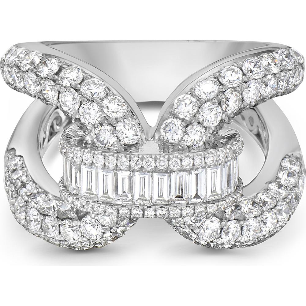 Diamond Bridge Ring in 18K White Gold by Charles Krypell