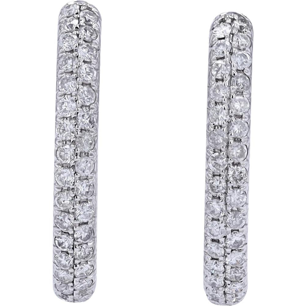 Diamond Brilliance 14K White Gold 2 Carat Inside-Out Hoop Earrings