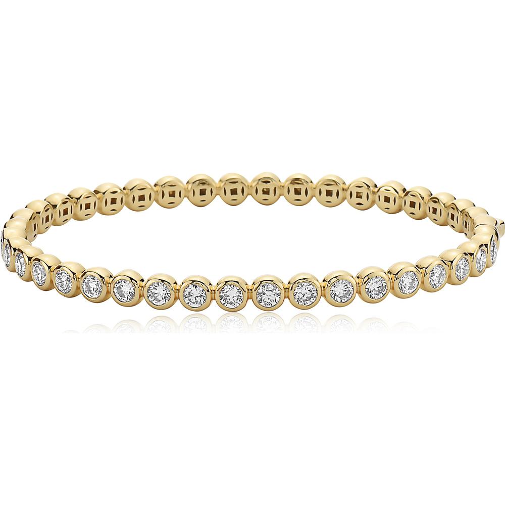 Diamond Bubble Bangle Bracelet in 18K Yellow Gold by Charles Krypell