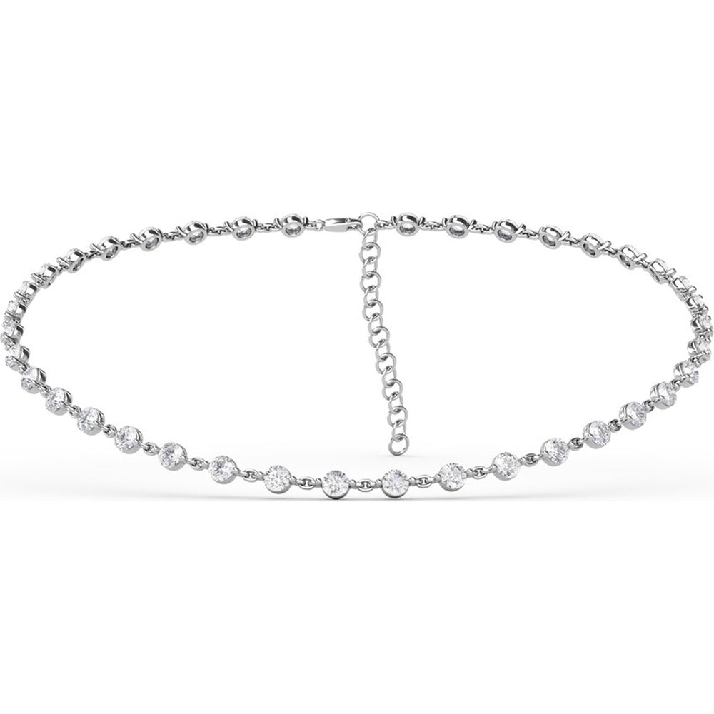 Diamond Choker Necklace with Bezel-Set Round Diamonds by Fana - 11.02 Carat Total Diamond Weight