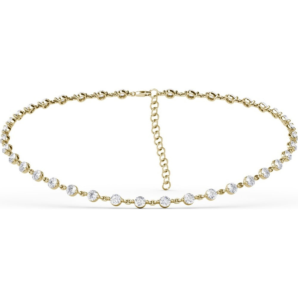Diamond Choker Necklace with Bezel-Set Round Diamonds by Fana - 11.02 Carat Total Diamond Weight