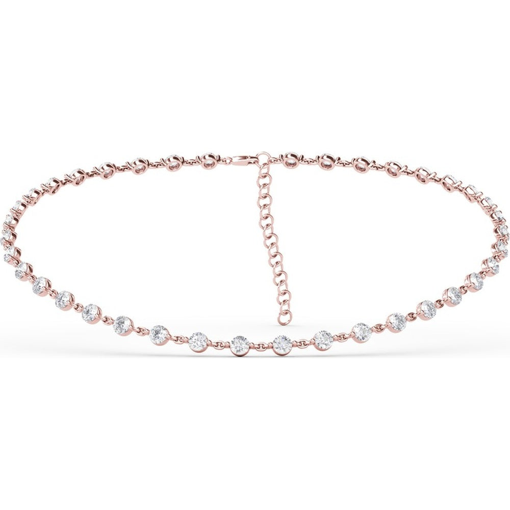 Diamond Choker Necklace with Bezel-Set Round Diamonds by Fana - 11.02 Carat Total Diamond Weight