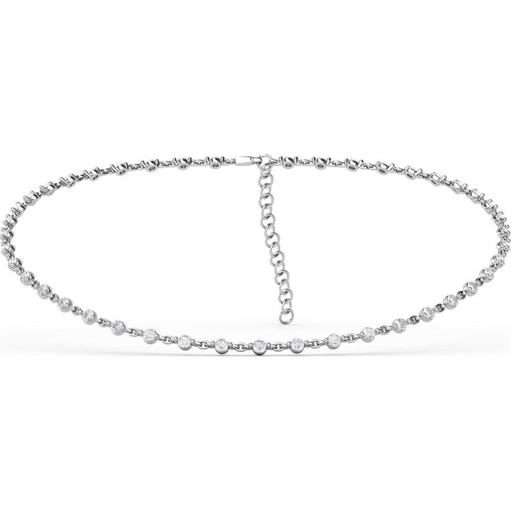Diamond Choker Necklace with Prong-Set Round Diamonds by Fana - 3.99 Carat Total Diamond Weight
