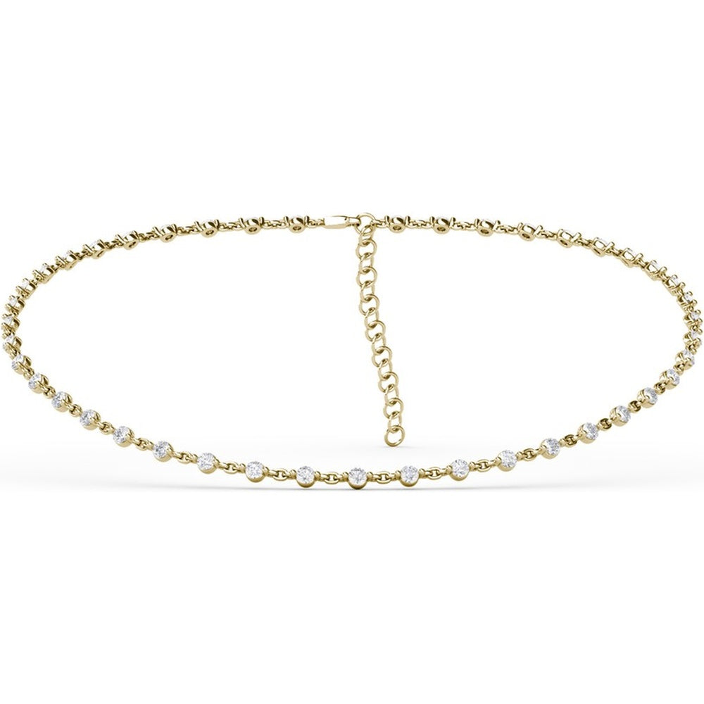 Diamond Choker Necklace with Prong-Set Round Diamonds by Fana - 3.99 Carat Total Diamond Weight