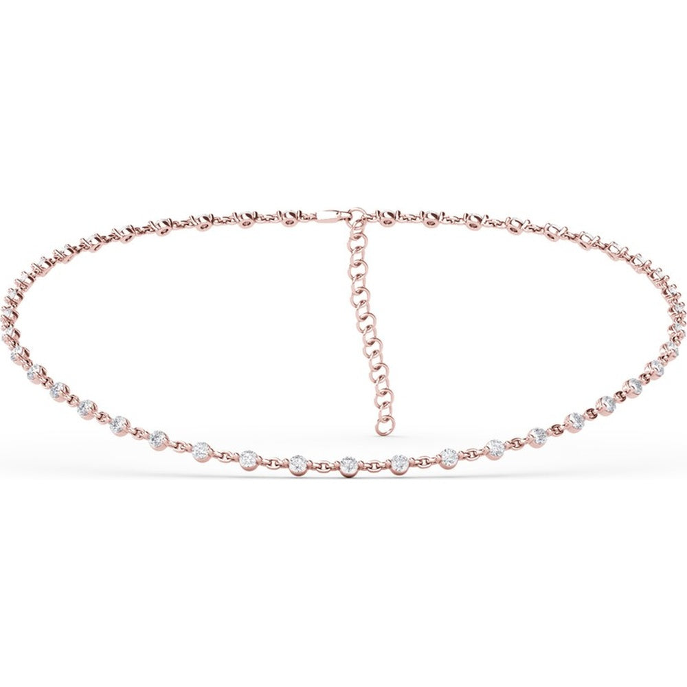 Diamond Choker Necklace with Prong-Set Round Diamonds by Fana - 3.99 Carat Total Diamond Weight