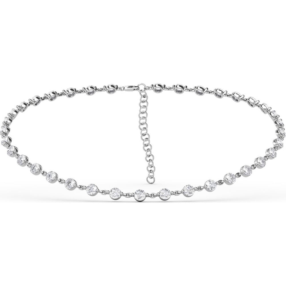 Diamond Choker Necklace with Round Prong-Set Diamonds by Fana - 16.02 Carat Total Diamond Weight