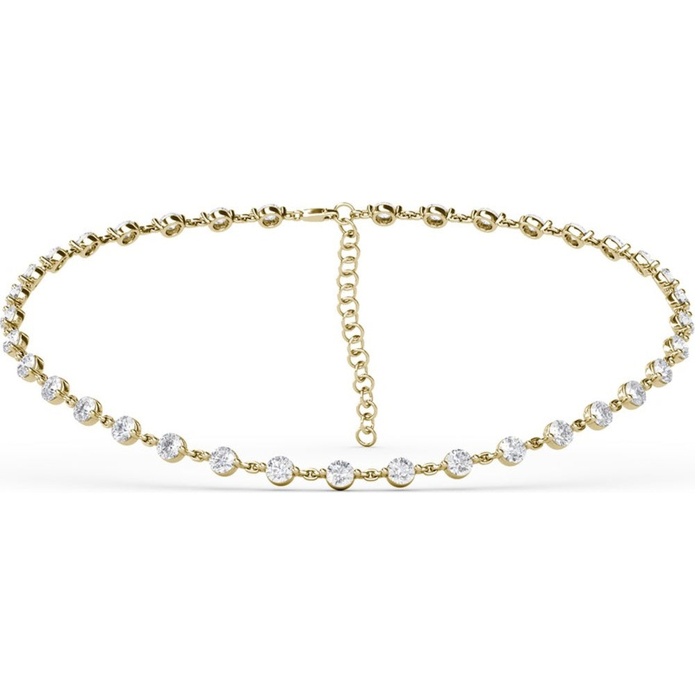 Diamond Choker Necklace with Round Prong-Set Diamonds by Fana - 16.02 Carat Total Diamond Weight