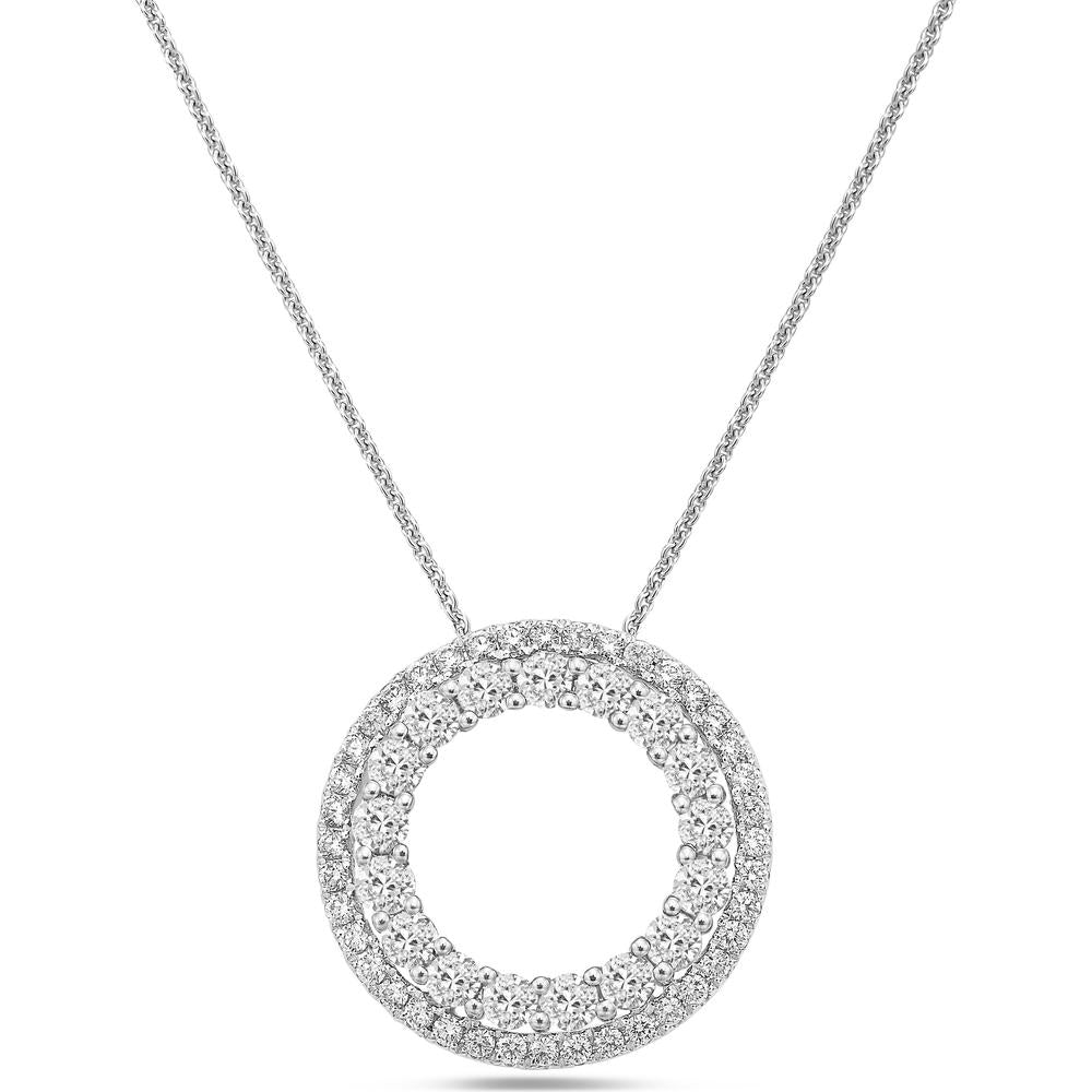 Diamond Circle of Life Pendant Necklace in 18K White Gold by Charles Krypell