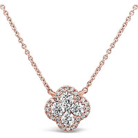 Diamond Clover Pendant Necklace in 18K Rose Gold by Charles Krypell