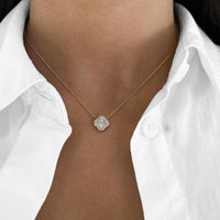 Diamond Clover Pendant Necklace in 18K Rose Gold by Charles Krypell