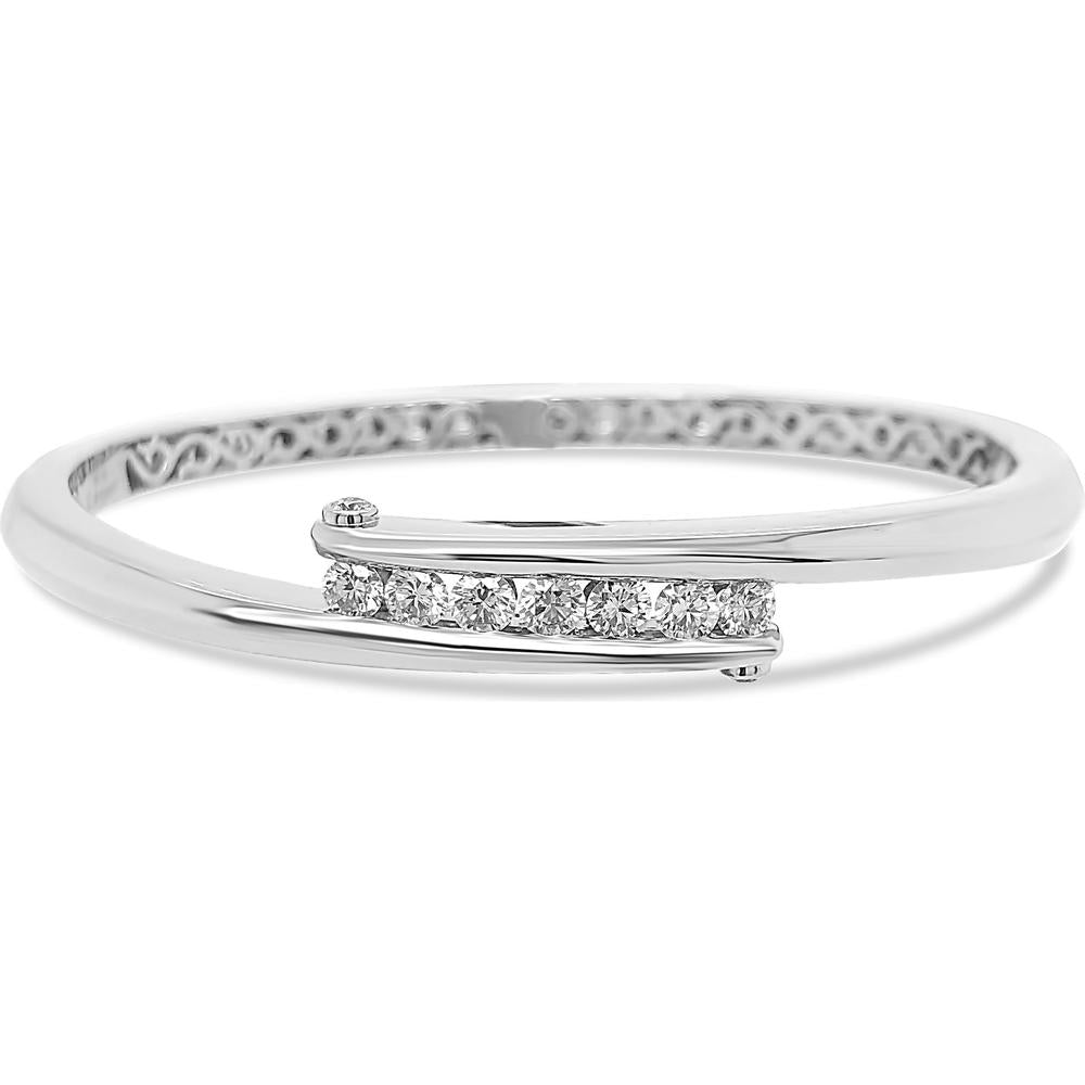 Diamond Clutch Bangle Bracelet in 18K White Gold by Charles Krypell