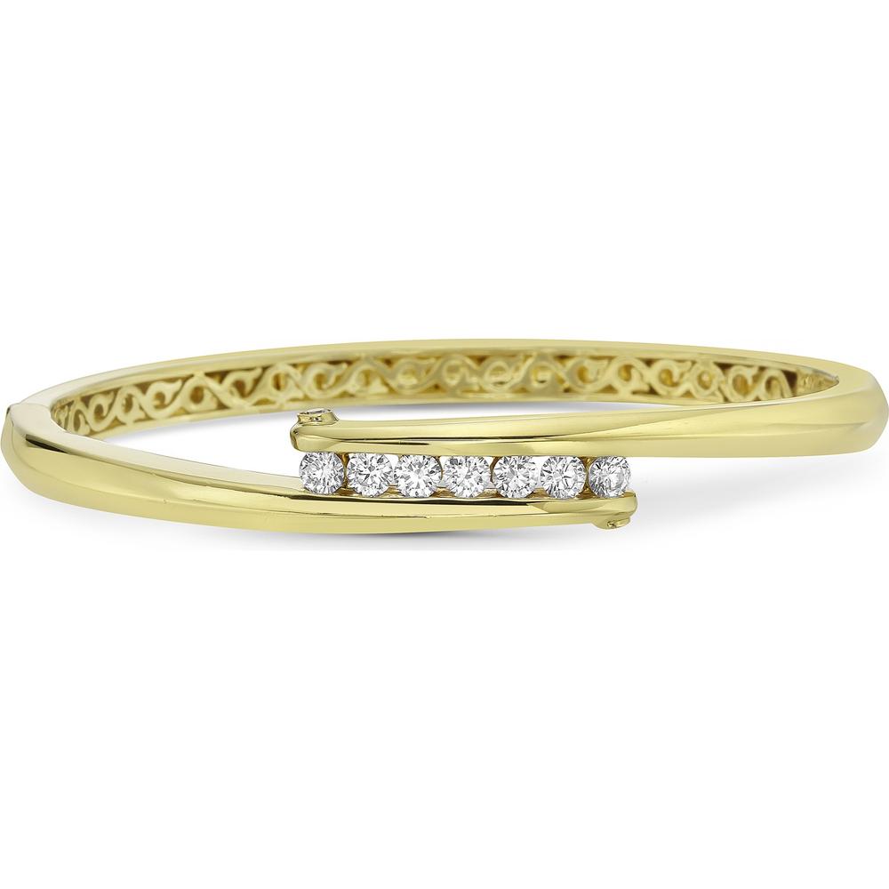Diamond Clutch Bangle Bracelet in 18K Yellow Gold by Charles Krypell