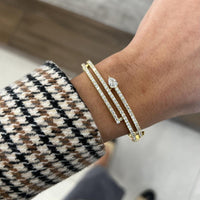Diamond Coil Bangle Bracelet in 18K Yellow Gold by Charles Krypell