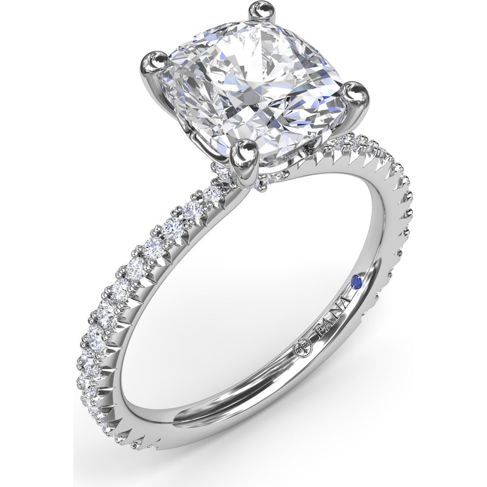 Diamond Collar Engagement Ring Setting with Pavé Band by Fana - 0.40 Carat Total Diamond Weight