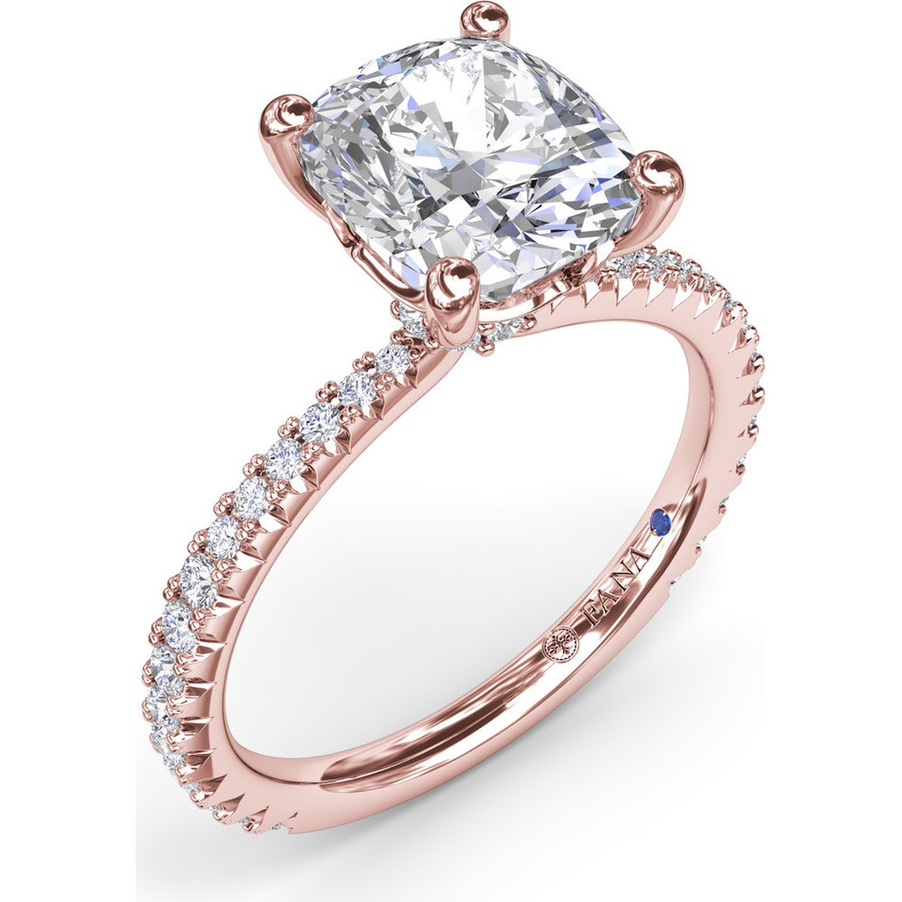 Diamond Collar Engagement Ring Setting with Pavé Band by Fana - 0.40 Carat Total Diamond Weight