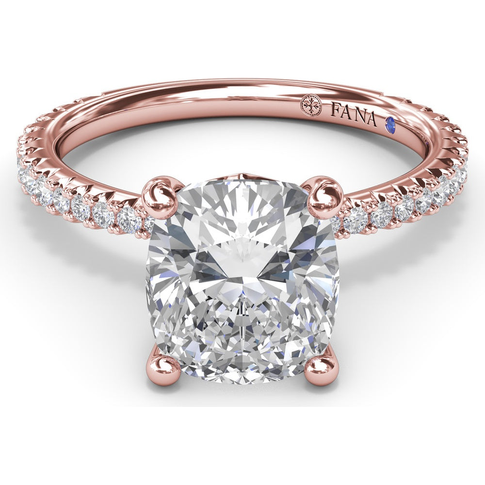 Diamond Collar Engagement Ring Setting with Pavé Band by Fana - 0.40 Carat Total Diamond Weight