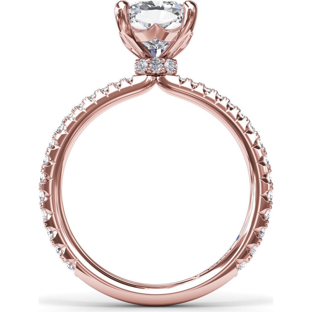 Diamond Collar Engagement Ring Setting with Pavé Band by Fana - 0.40 Carat Total Diamond Weight