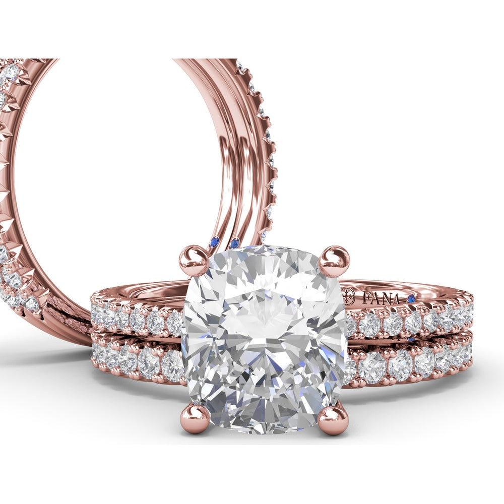 Diamond Collar Engagement Ring Setting with Pavé Band by Fana - 0.40 Carat Total Diamond Weight