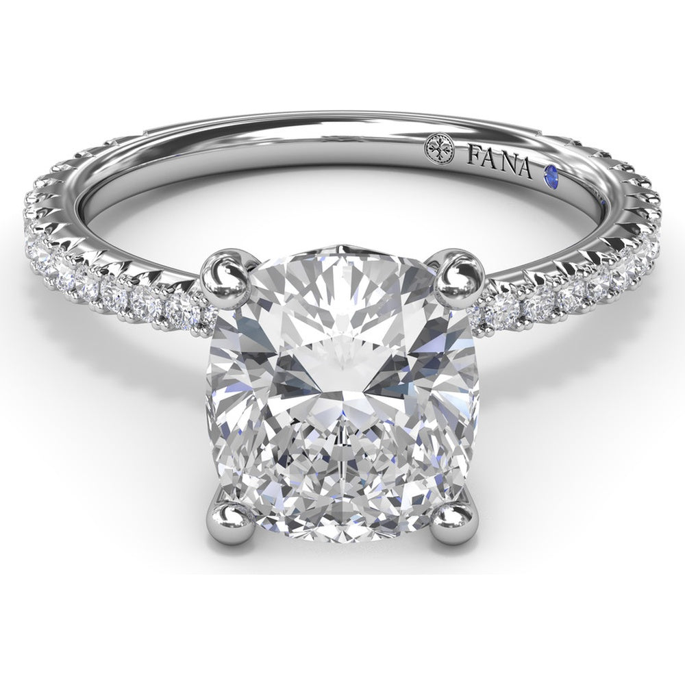 Diamond Collar Engagement Ring Setting with Pavé Band by Fana - 0.40 Carat Total Diamond Weight