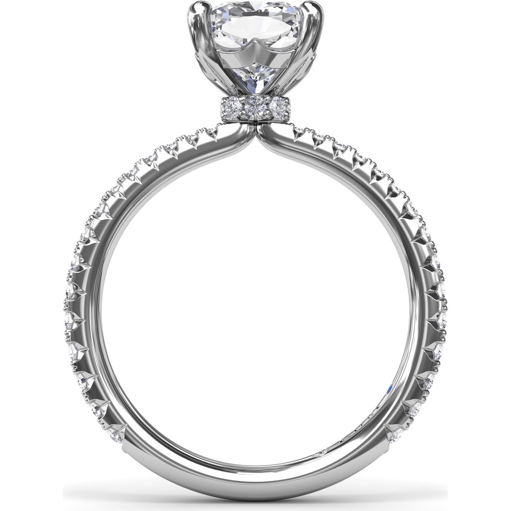 Diamond Collar Engagement Ring Setting with Pavé Band by Fana - 0.40 Carat Total Diamond Weight