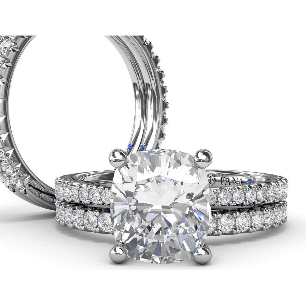 Diamond Collar Engagement Ring Setting with Pavé Band by Fana - 0.40 Carat Total Diamond Weight