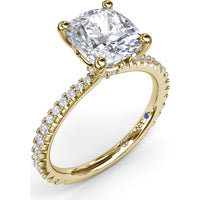 Diamond Collar Engagement Ring Setting with Pavé Band by Fana - 0.40 Carat Total Diamond Weight