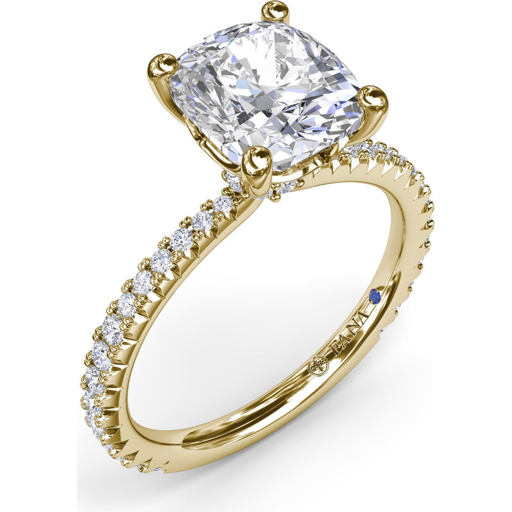 Diamond Collar Engagement Ring Setting with Pavé Band by Fana - 0.40 Carat Total Diamond Weight