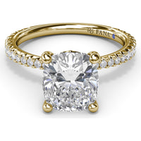 Diamond Collar Engagement Ring Setting with Pavé Band by Fana - 0.40 Carat Total Diamond Weight