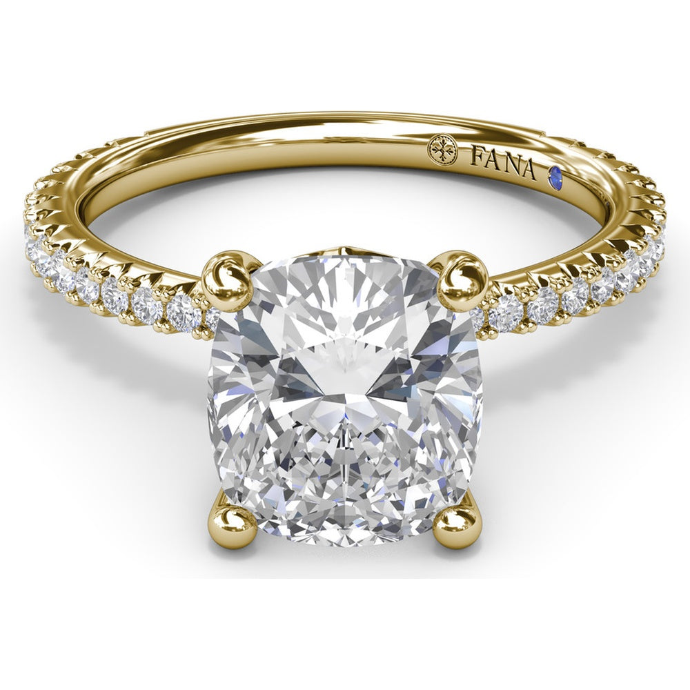 Diamond Collar Engagement Ring Setting with Pavé Band by Fana - 0.40 Carat Total Diamond Weight