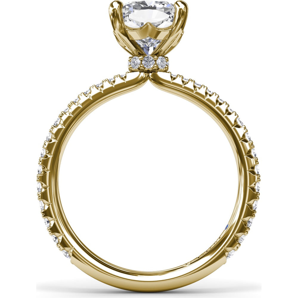 Diamond Collar Engagement Ring Setting with Pavé Band by Fana - 0.40 Carat Total Diamond Weight