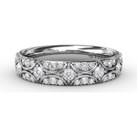 Diamond Crescent Band with Pavé-Set Round Diamonds and Milgrain Detailing by Fana - 0.49 Carat Total Diamond Weight