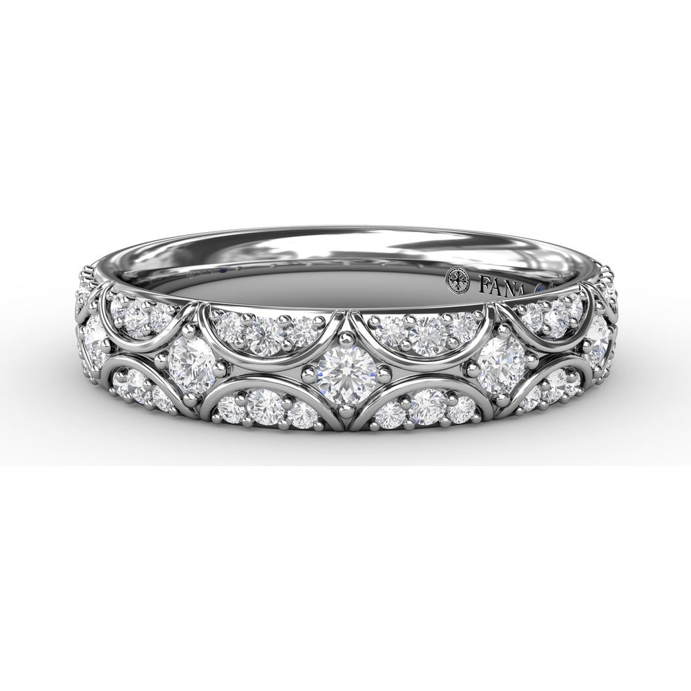 Diamond Crescent Band with Pavé-Set Round Diamonds and Milgrain Detailing by Fana - 0.49 Carat Total Diamond Weight