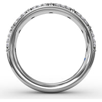 Diamond Crescent Band with Pavé-Set Round Diamonds and Milgrain Detailing by Fana - 0.49 Carat Total Diamond Weight