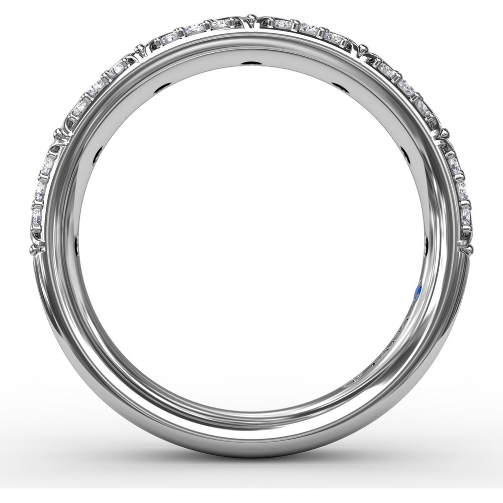 Diamond Crescent Band with Pavé-Set Round Diamonds and Milgrain Detailing by Fana - 0.49 Carat Total Diamond Weight
